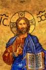 Ancient Jesus Mosaic, Papal Basilica of Saint Paul, Rome, Italy.. Art Print